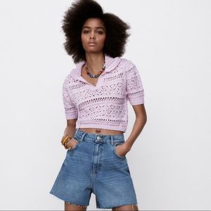 Zara pointelle knit top